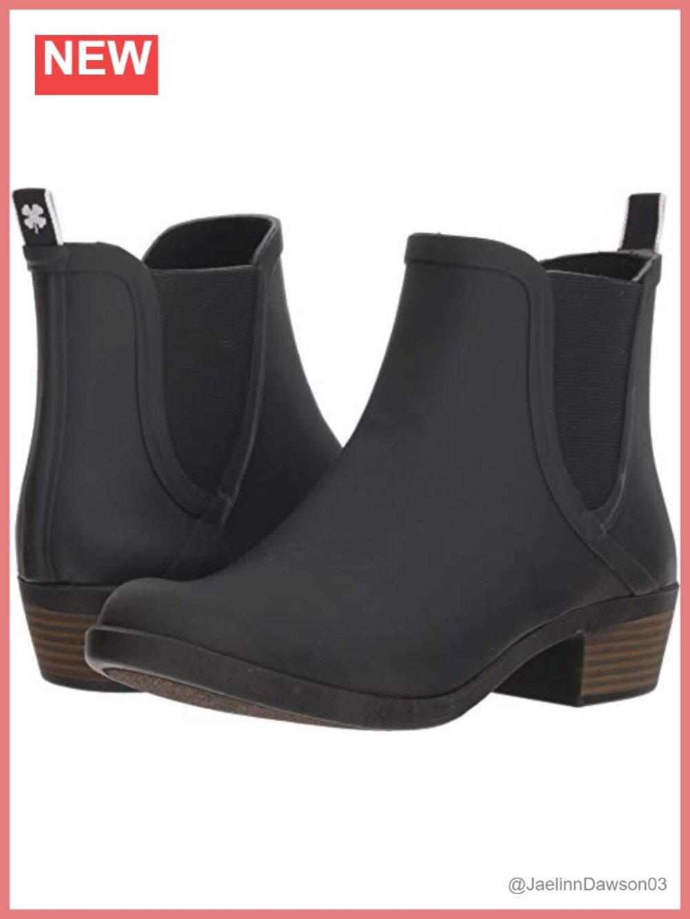 Waterproof Rubber Ankle Rain Booties Zip Closure Block Heel